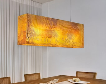 Linear Pendant Light made of Stained Glass with your choice of Color. Kitchen Pendant Ceiling Light Fixture. Dining Room Hanging Lamp
