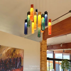 Colorful Murano Chandelier. Unique Décor Creative Light for Living Room or Dining Room Lighting. Creative Glass Lamp. Customize