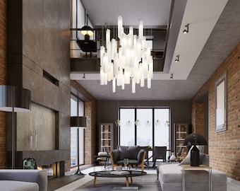 Luxury Chandelier, Statement Light. This Modern Lighting Chandelier is the Perfect Light for Living Room. Art Glass Chandelier