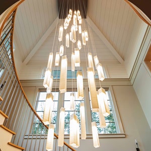 Staircase Chandelier Pendant Light. Entryway Light for High Ceiling Foyer, Stairs or Living Room. Modern Chandelier Lighting for Home Decor image 1