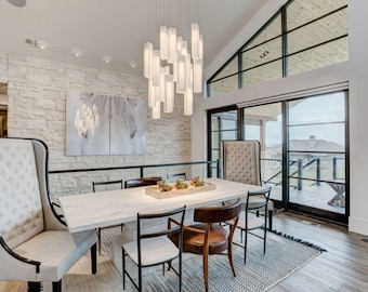 high ceiling dining room chandelier