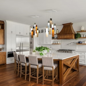 Pendant Lamps, Kitchen Light Fixtures. Murano Chandelier in Farmhouse/Boho/ Modern style. Glass Hanging Lamps for Kitchen Island Lighting