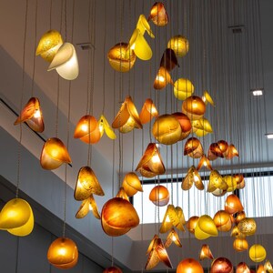 Blown Glass Chandelier: Rainbow Flower Pendant Light for Custom Home Decor