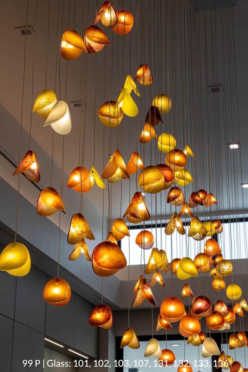 Blown Glass Chandelier: Rainbow Flower Pendant Light for Custom Home Decor
