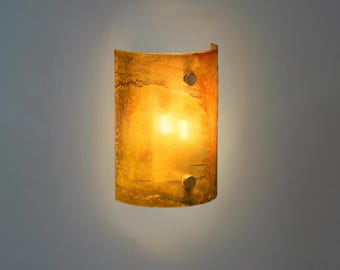 Stained Glass Wall Sconce: Art Deco Light Fixture, Handmade