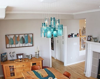 Sea Glass Art, Lamp for Ocean decor. Blown Glass Lamp Chandelier Lighting. Beach Lamp for Home decor, Choose from 33 Stained Glass Colors