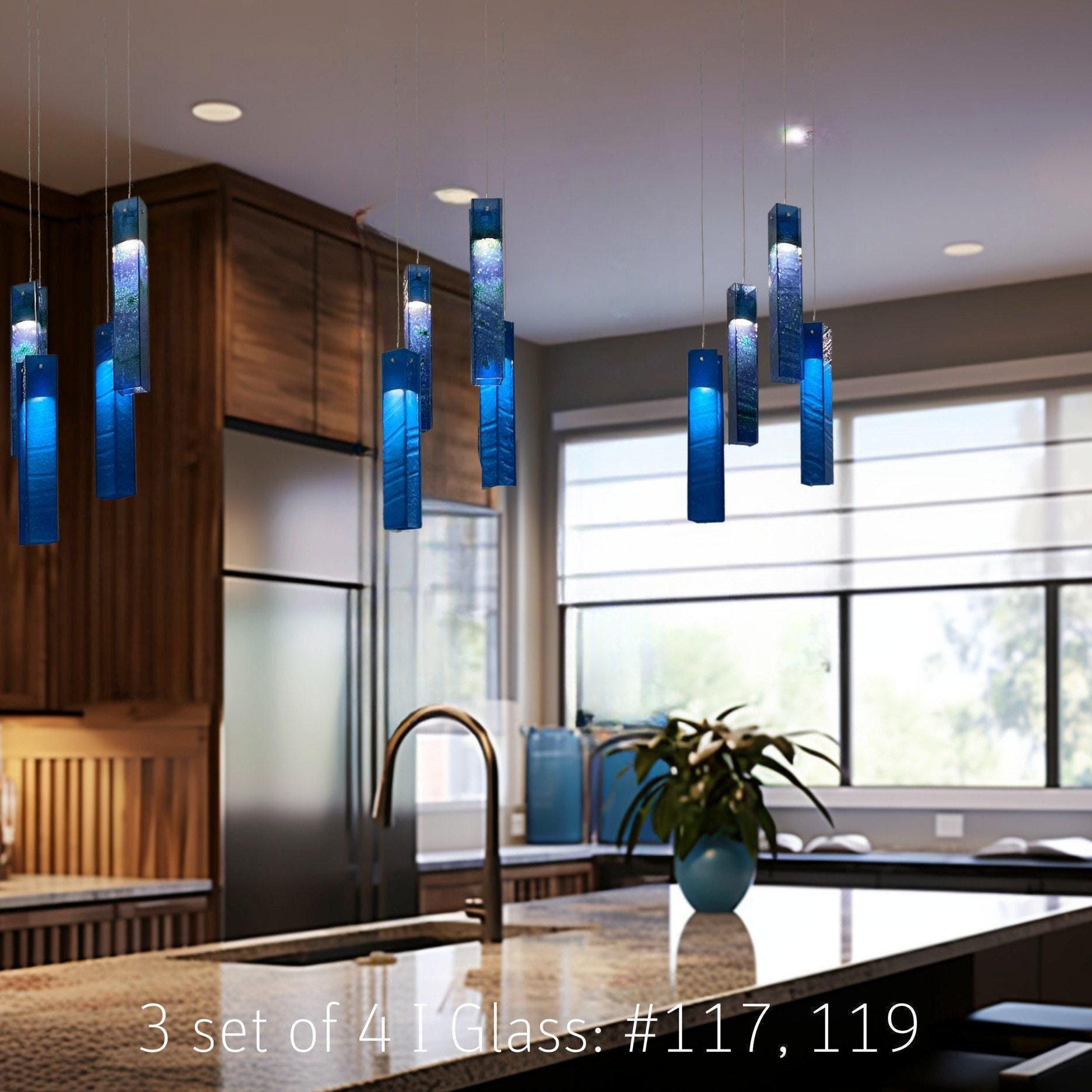 Coastal Lighting: Blue Glass Pendant Light for Kitchen Island Decor. Light  Fixtures for Kitchen Art. Sea Glass Decor. Customized - Etsy New Zealand, image size:1875x1875