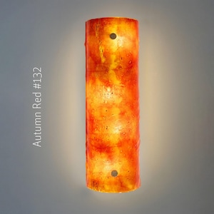 Unique Art Glass Wall Sconces Lighting. Stain Glass Panel Wall Lamp in 33 Art Glass colors to choose from. Original Stain Glass Art 132. Autumn Red