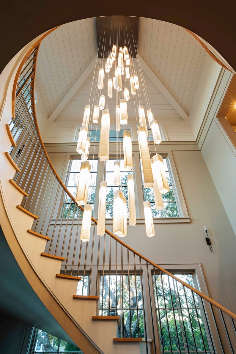 Staircase Chandelier Pendant Light. Entryway Light for High Ceiling Foyer, Stairs or Living Room. Modern Chandelier Lighting for Home Decor image 5