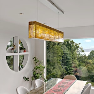 Art Nouveau Linear Pendant Light: Handcrafted Glass Dining Room Fixture