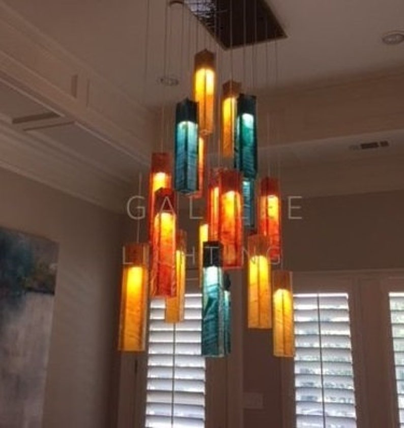 Stairway Lighting Colourful Famhose Chandelier In 36 Options Image 0