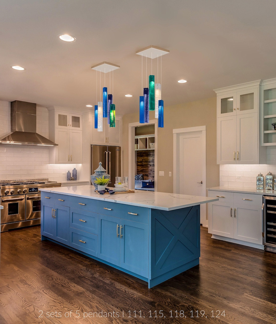 Sea Glass, Kitchen Blown Glass Pendant Lights for Kitchen