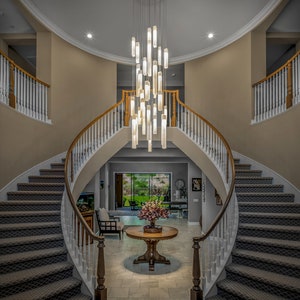 Staircase Chandelier Pendant Light. Entryway Light for High Ceiling Foyer, Stairs or Living Room. Modern Chandelier Lighting for Home Decor image 2