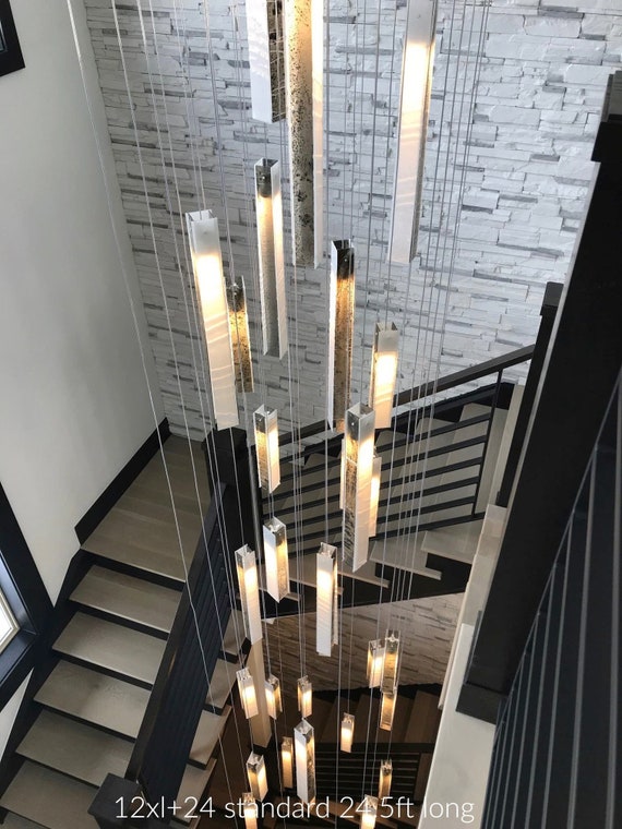 Norway Pendant Staircase Light Foyer - Lighting Etsy Long Chandelier. for