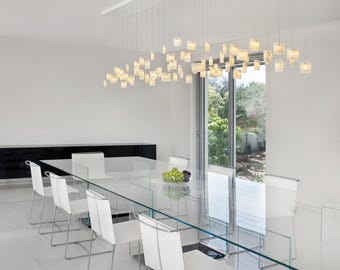 Chandelier Lighting for Dining Room | Modern Statement Lighting | Custom Blown Glass Pendant Light Fixture
