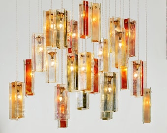 Glass Chandelier. Murano Glass Lighting. Colorful Chandelier Lighting. Glass Art Light Fixtures for Colorful Home Decor.