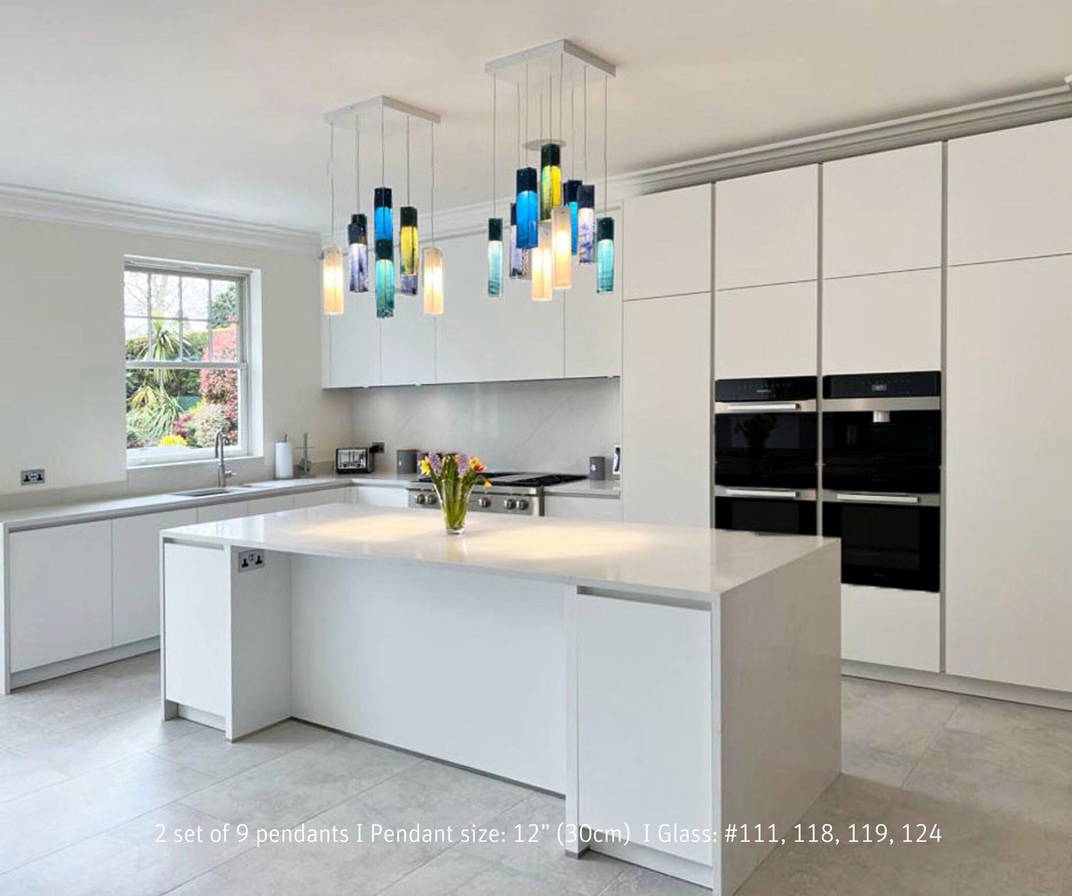 Maxvolador 3pc kitchen island pendant lighting clear glass shade hanging light fixture lamp deals