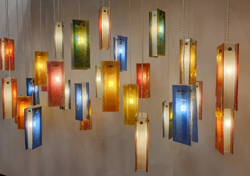 Hanging Room Décor Colorful Chandelier Lighting. Glass image 1