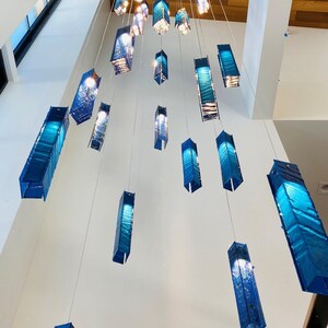 Hallway Lighting perfect Foyer Decor Sea glass Art. Breathtaking Entryway Chandelier for Coastal Decor. Modern Foyer Chandelier. Customized