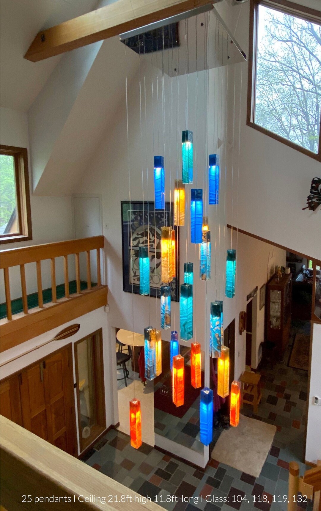 Murano Glass Lighting Chandelier for Vaulted Ceiling. Long Drop Entry