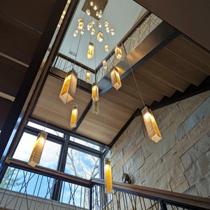 Chandelier Lighting Modern Pendant Lamp. Modern Staircase Chandelier Lighting made of Blown Glass Pendant Light best for Foyer Chandeliers. image 4