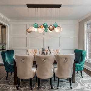 NOYA MIX - Dining Room Lighting, Blown Glass Chandelier. Unique Ceiling Chandelier