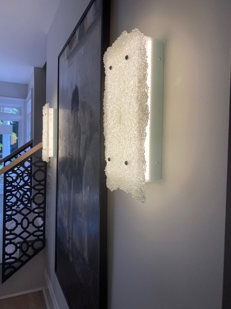 Master Bathroom Fused Glass Wall Art Modern Glass Art for Etsy