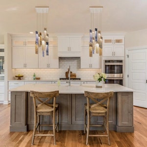 Pendant Lights for Kitchen Island. Stained Glass, Ceiling Light Fixture. Kitchen Decor.