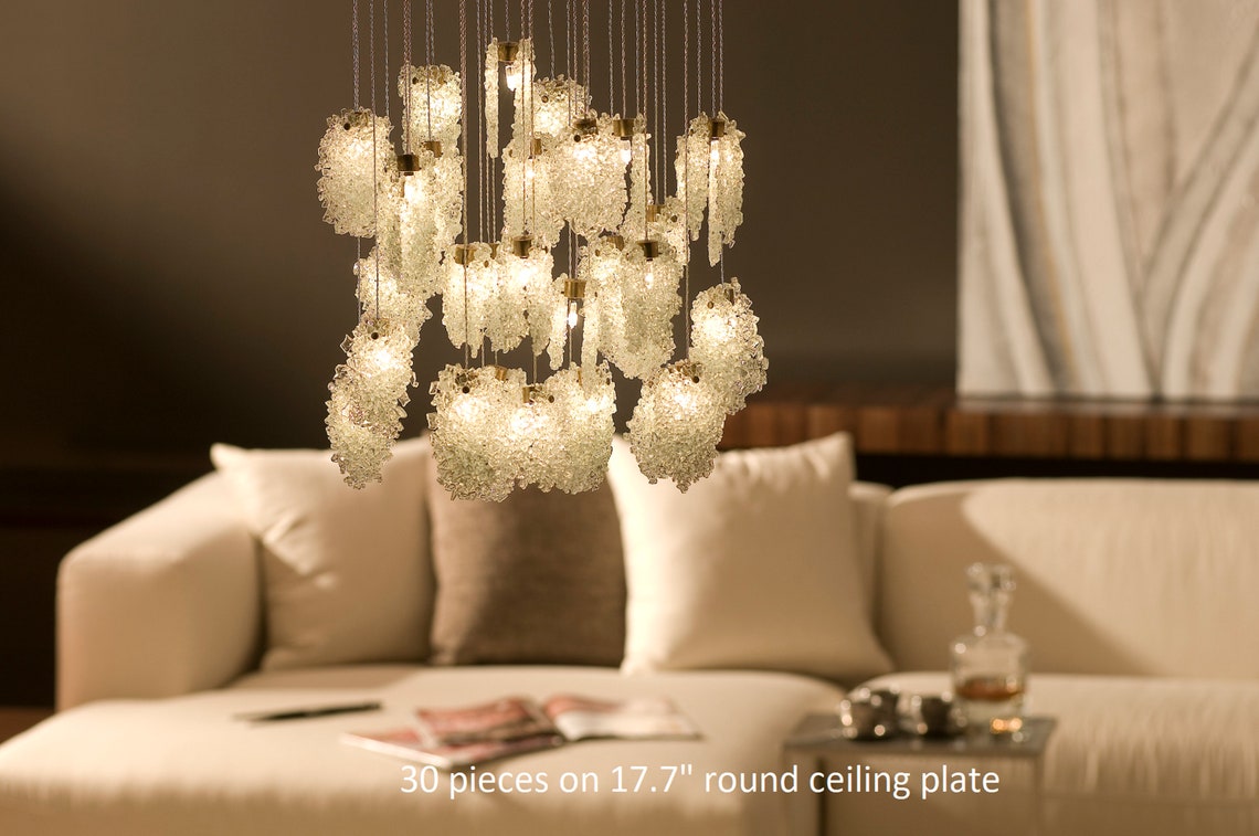 Chandelier Lighting Multi Strand Light Fixture Glass Ceiling Etsy