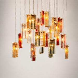 Glass Chandelier. Murano Glass Lighting. Colorful Chandelier Lighting. Glass Art Light Fixtures for Colorful Home Decor.