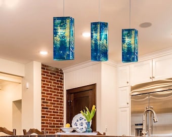 Large Pendant Light for over an Island Lighting. Stained Glass, Hanging Pendant Light for Kitchen Island Lighting.  33 Fascinating Colors.