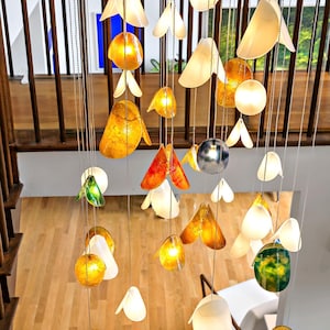 Blown Glass Chandelier: Rainbow Flower Pendant Light for Custom Home Decor