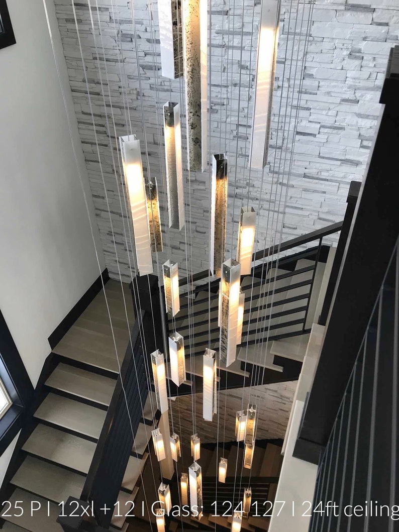 Chandelier Lighting Modern Pendant Lamp. Modern Staircase Chandelier Lighting made of Blown Glass Pendant Light best for Foyer Chandeliers. image 5