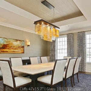 Dining Room Chandelier Lighting. Linear Light for Dining Room Lighting- Fully Customized. Unique Linear Geometric Lamp