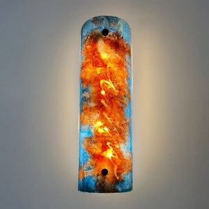 Stain Glass Panel Wall Sconce. Fused Glass Art for Home Décor or Bedroom Lighting.   Unique Art Glass Wall Decor