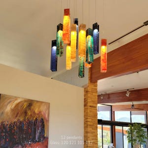 Colorful Murano Chandelier. Unique Décor Creative Light for Living Room or Dining Room Lighting. Creative Glass Lamp. Customize