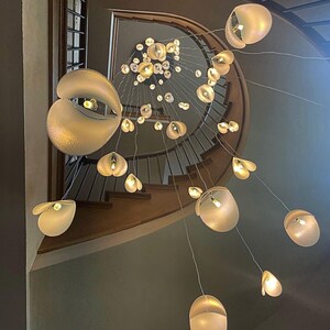 Blown Glass Chandelier: Rainbow Flower Pendant Light for Custom Home Decor