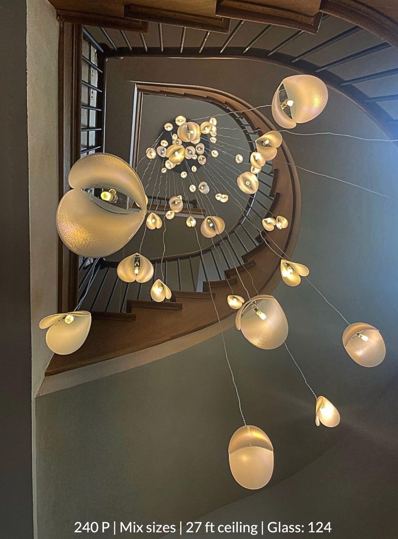 Blown Glass Chandelier: Rainbow Flower Pendant Light for Custom Home Decor