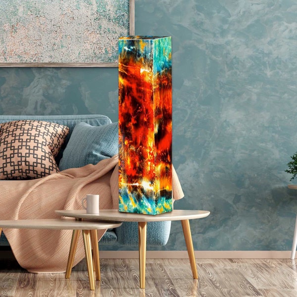 Blown Glass Floor Lamp. Colorful Murano Glass Table Lamp with Ambiance Lighting. Unique Standing Lamp
