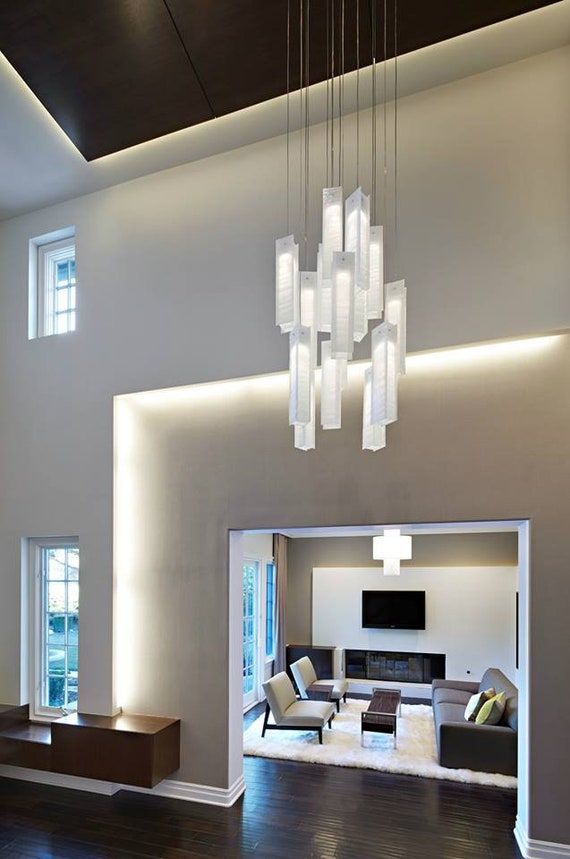 Modern Foyer Chandelier Designed Specially For High Ceiling Spaces Best As Staircase Lighting