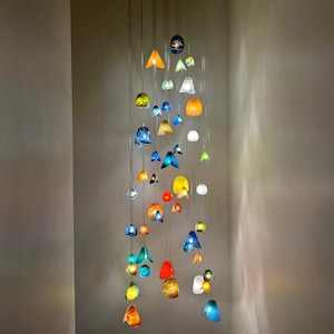 Blown Glass Chandelier: Rainbow Flower Pendant Light for Custom Home Decor
