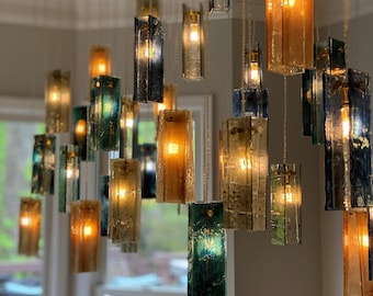 Home decor lighting chandelier for modern interiors – custom stained glass lamp with colorful pendants