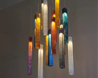 Glass Pendant Chandelier: Modern Foyer Lighting, Custom Home Decor