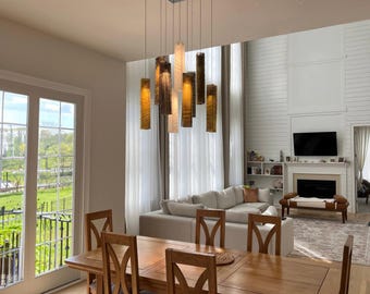 Modern Farmhouse Lighting Farmhouse Rustic Chandelier In Earth Tones, Boho Decor Ceiling Light With Multi Pendant Light Glow