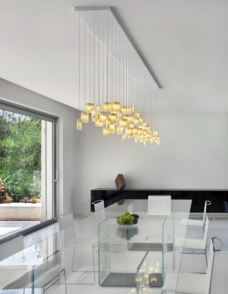Modern Chandelier Dining Room Lighting, Modern Glass Pendant Light for Dine Lighting. This Art Glass Lighting is customized to your space image 1