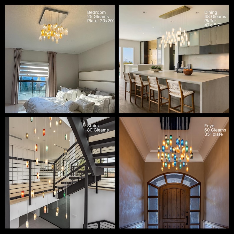Kronleuchter aus mundgeblasenem Glas: Bunte moderne Foyer-Beleuchtung, kundenspezifisches Multianhänger-Design Bild 15