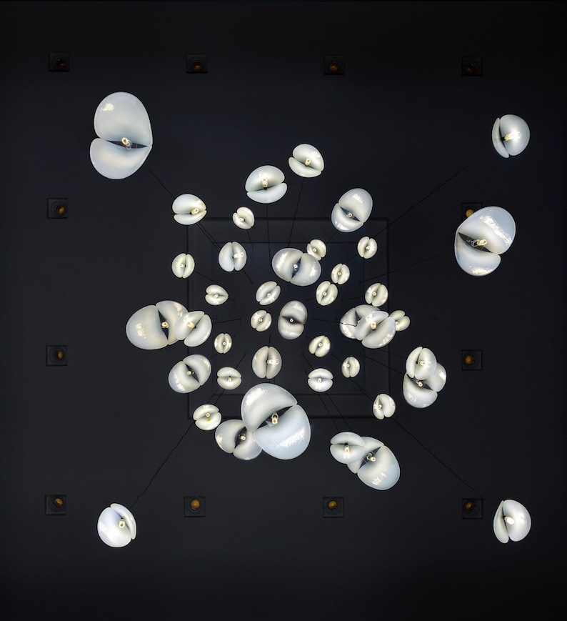 Sea Art Glass I Blown Glass Light I Colorful Chandelier I Foyer Lighting Led Chandelier image 9