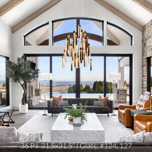 Luxury Home Lighting: Modern Light Fixtures, Custom Glass Lamp, Contemporary Statement Chandelier, Stunning Glass Art for High Ceilings image 6