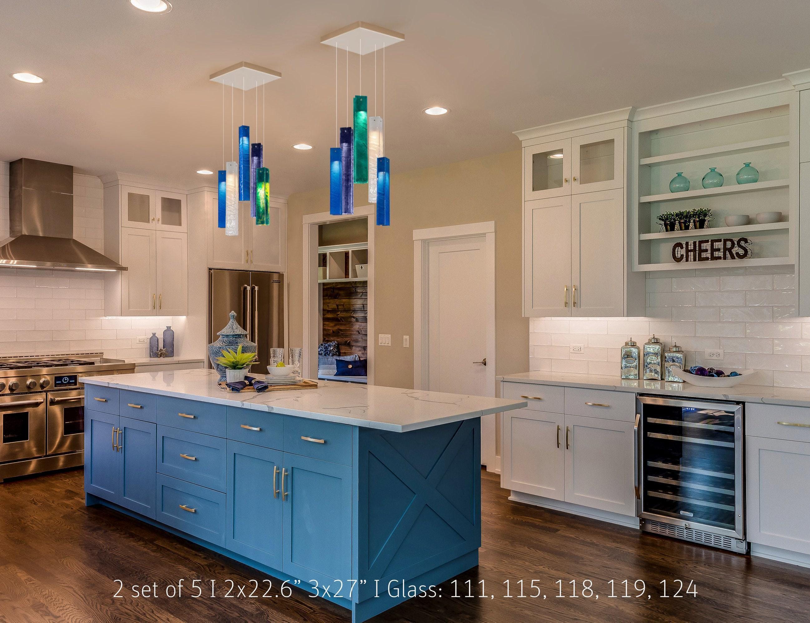 Blown Glass Pendant Lights for Kitchen Island. Blue Pendant Lighting Best  as Kitchen Décor. 33 Colors to Mix these Stained Glass Lamp - Etsy.de, image size:2595x1996