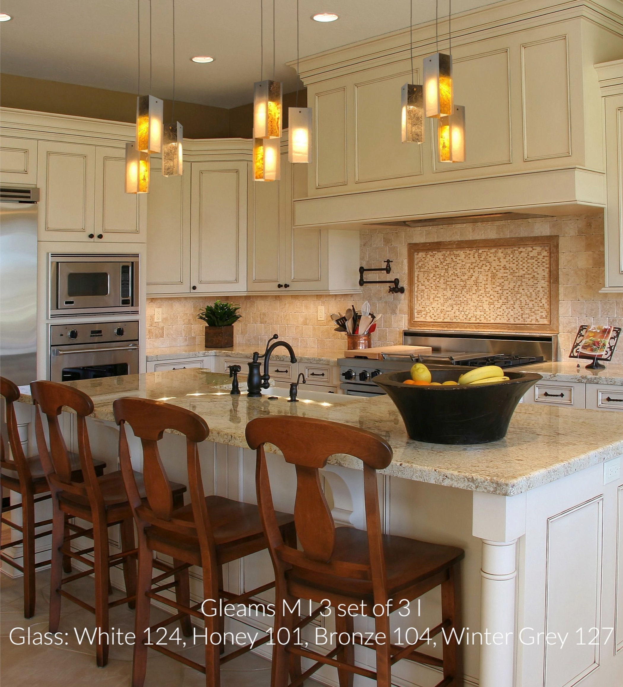 Modern Farmhouse Kitchen Island Lighting Stain Glass Hanging Lamp